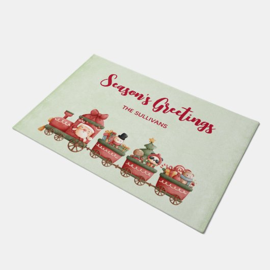 Niedlicher Weihnachtszug mit Spielzeug Fußmatte (Schrägansicht)