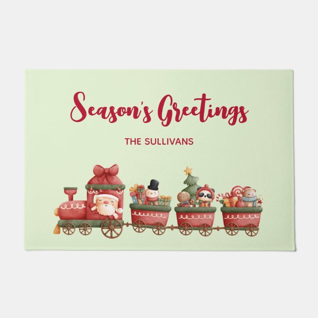 Niedlicher Weihnachtszug mit Spielzeug Fußmatte (Vorderseite)