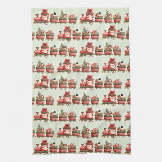 Niedlicher Weihnachtszug mit Spielzeug Geschirrtuch (Vertikal)