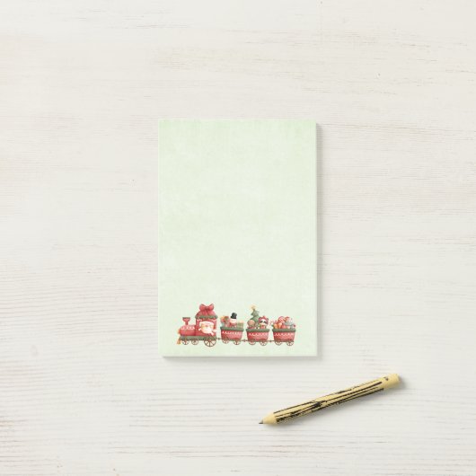 Niedlicher Weihnachtszug mit Spielzeug Post-it Klebezettel (Auf Schreibtisch)