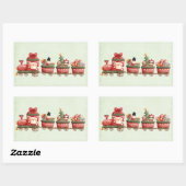 Niedlicher Weihnachtszug mit Spielzeug Rechteckiger Aufkleber (Blatt)