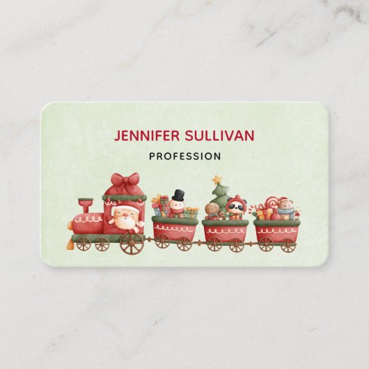 Niedlicher Weihnachtszug mit Spielzeug Visitenkarte (Vorderseite)