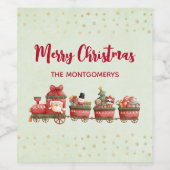 Niedlicher Weihnachtszug mit Spielzeug Xmas Weinetikett (Einzelnes Label)