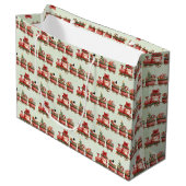 Niedlicher Weihnachtszug mit Spielzeugmuster Große Geschenktüte (Vorderseite Schrägansicht)