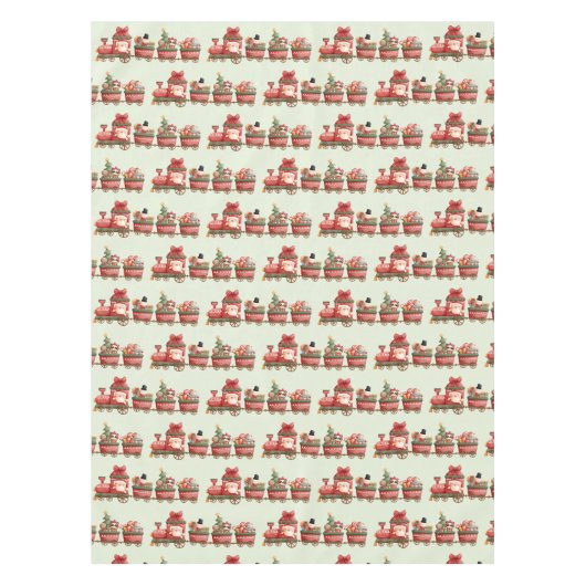 Niedlicher Weihnachtszug mit Spielzeugmuster Tischdecke (Vorderseite)