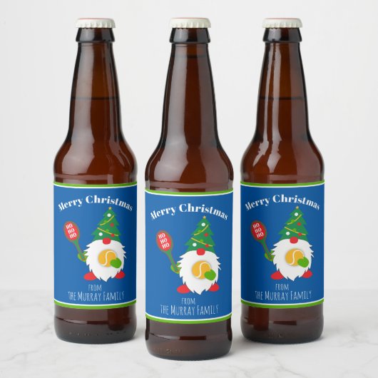 🎾 Niedlicher Weihnachtszwerg mit Tennisball Bierflaschenetikett (Flaschen)