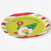 🎾 Niedlicher Weihnachtszwerg mit Tennisball Pappteller (Schrägansicht)