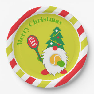 🎾 Niedlicher Weihnachtszwerg mit Tennisball Pappteller