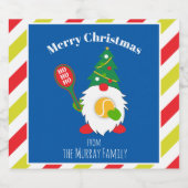 🎾 Niedlicher Weihnachtszwerg mit Tennisball Schaumweinetikett (Einzelnes Label)