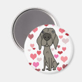 Niedlicher Weimaraner Hund und Herz-Muster Kunst Magnet (Vorderseite/Rückseite)