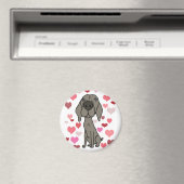 Niedlicher Weimaraner Hund und Herz-Muster Kunst Magnet (In Situ (Geschirrspüler))