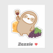 Niedlicher Wein und Käse Sloth Vinyl Sticker (Blatt)