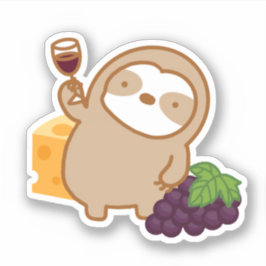 Niedlicher Wein und Käse Sloth Vinyl Sticker