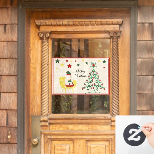 Niedlicher Weißbär Frohe Weihnachten Fensteraufkleber (Haustür)