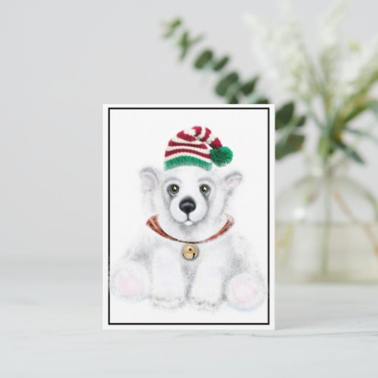 Niedlicher Weißbärchen Postkarte (Stehend Vorderseite)