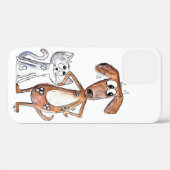 Niedlicher, weißbrauner Hund und graue Katze Case-Mate iPhone Hülle (Rückseite (Horizontal))