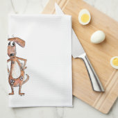 Niedlicher, weißbrauner Hund und graue Katze Geschirrtuch (Viertel Falte)