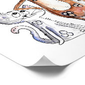 Niedlicher, weißbrauner Hund und graue Katze Poster (Ecke)