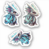 Niedlicher Weißdrache, kundenspezifisch geschnitte Aufkleber (Vorderseite)