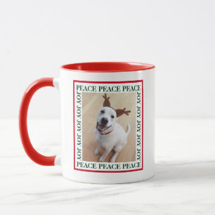 Niedlicher Weiße Rentiere Hund Frieden und Freude  Tasse