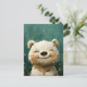 Niedlicher weißer Bär im Whimsikischen Wald Postkarte (Stehend Vorderseite)
