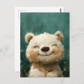 Niedlicher weißer Bär im Whimsikischen Wald Postkarte (Vorne/Hinten)