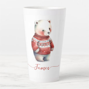 Niedlicher Weißer Bär Wasserfarbe Personalisiert W Milchtasse