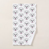 Niedlicher weißer Bichon Frise Hund klebt Zunge he Badhandtuch Set (Handtuch)