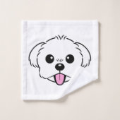 Niedlicher weißer Bichon Frise Hund klebt Zunge he Badhandtuch Set (Waschlappen)