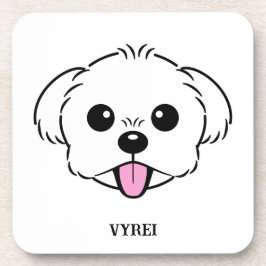 Niedlicher weißer Bichon Frise Hund klebt Zunge he Getränkeuntersetzer