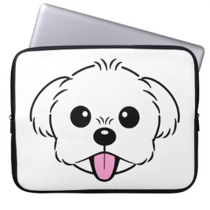 Niedlicher weißer Bichon Frise Hund klebt Zunge he Laptopschutzhülle