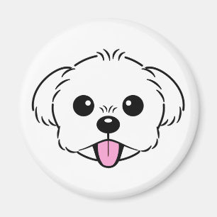 Niedlicher weißer Bichon Frise Hund klebt Zunge he Magnet