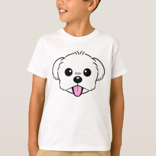 Niedlicher weißer Bichon Frise Hund klebt Zunge he T-Shirt
