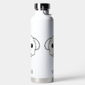 Niedlicher weißer Bichon Frise Hund klebt Zunge he Trinkflasche (links)