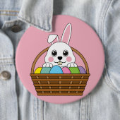 Niedlicher Weißer Bunny farbenfroher Ostern Ei Hun Button (Beispiel)