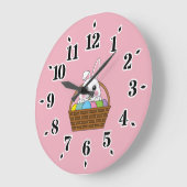 Niedlicher Weißer Bunny farbenfroher Ostern Ei Hun Große Wanduhr (Winkel)