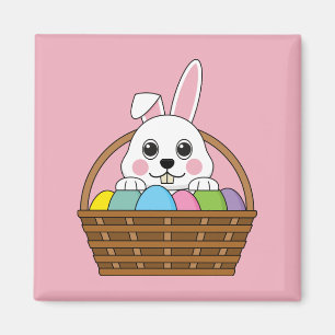 Niedlicher Weißer Bunny farbenfroher Ostern Ei Hun Magnet