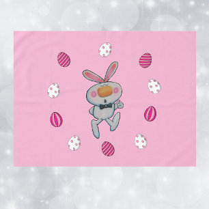 Niedlicher weißer Bunny thumbs Up Pink Dyed Ostere Tischdecke