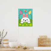 Niedlicher weißer Cartoon Bunny Rabbit Poster (Küche)