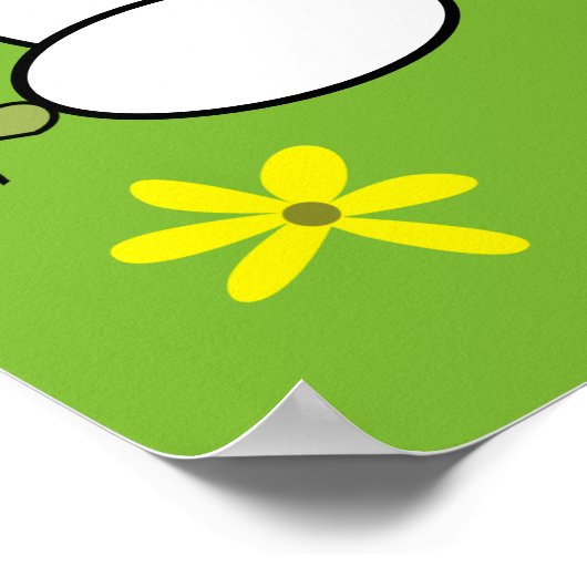 Niedlicher weißer Cartoon Bunny Rabbit Poster (Ecke)