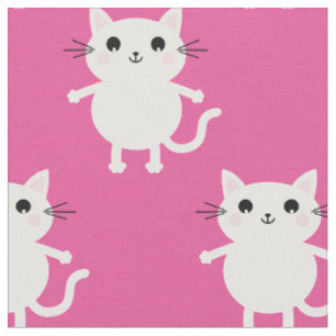 Niedlicher weißer Cartoon Katzen Baby Kinderzimmer Stoff