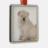 niedlicher weißer Chow-Chow Chow-Chow Ornament Aus Metall (Rechts)