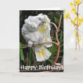 Niedlicher weißer Cockatielgeburtstag Karte (Gelbe Blume)