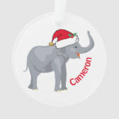 Niedlicher weißer Elefant in Weihnachtsmannmütze W Ornament (Vorderseite)