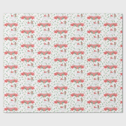 Niedlicher weißer Elefant | Weihnachten Geschenkpapier (Flach)