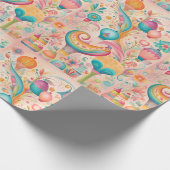 Niedlicher, weißer, farbenfroher, rosa Ballon Geschenkpapier (Ecke)