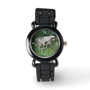 Niedlicher weißer Fliegenschaf mit Glitzer beobach Armbanduhr