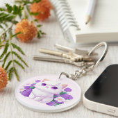 Niedlicher weißer Fluffy Perserkatze mit Morgengla Schlüsselanhänger (Vorderseite rechts)