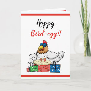 Niedlicher Weißer Funny Chicken Cake und Geschenke Karte