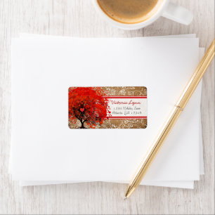 Niedlicher, weißer, geblähter Tree Rosa Punkte Adressaufkleber